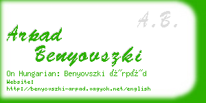 arpad benyovszki business card